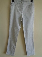 MICHELE MAGIC PALE BLUE AND WHITE STRIPED COTTON JEANS - SIZE 10 (36)