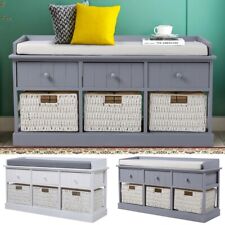 Shoe Bench Hallway Shoes Rack Storage Cabinet Cushion Seat Wicker Basket/Drawer