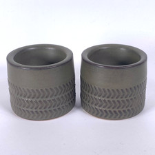 Vintage Denby Chevron Egg Cups x 2 Green Gill Pemberton 1960s MCM Midcentury Mod