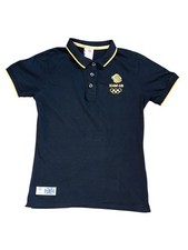 Team GB Unisex Size S Navy Blue Cotton Collared Logo Short Sleeve Polo Shirt