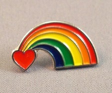 Rainbow heart enamel pin - rainbow,