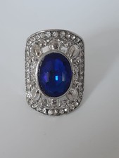 Mens Silver Ring, Dark Blue Stone, Uk Ring size N 1/2