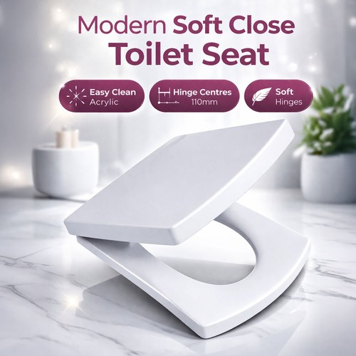 Square soft close toilet - close,