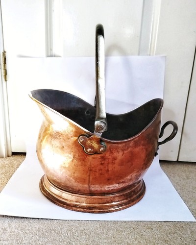 Vintage copper coal scuttle - coal,