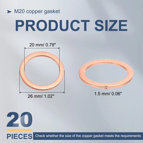 New 20pc m20 flat copper - new,