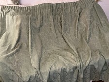 Huge Pair Of Green  vintage  Damask curtains 125” Wide X 86 ”Long , EACH CURTAIN