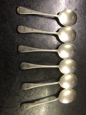 Vintage Cutlery: 6 Silvawyte Nickel Silver Soup Spoons. Old English Style 