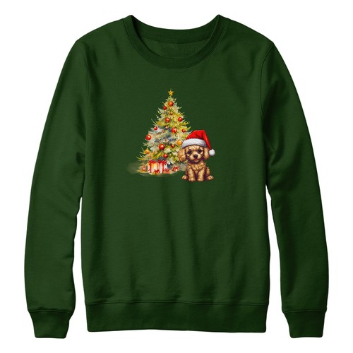 Apricot poodle christmas scene - poodle,
