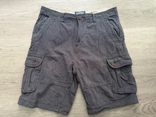 Mantaray Men’s Grey/Blue 100% Cotton Cargo Shorts - Waist 34 Inch