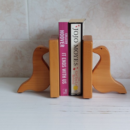 Vintage bird wood bookends - vintage,