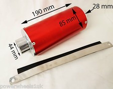 EX021 RED CNC EXHAUST CAN, STRAP & BRACKET FOR 110 CC 125 CC  PIT / DIRT BIKE