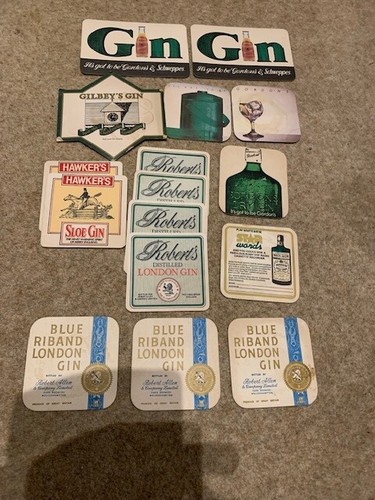 Vintage gin beer mats - beer,