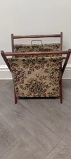 Vintage 1960's Wood Framed Tapestry Folding Knitting /Craft/Magazine Holder.