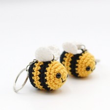 Handmade crochet bee keyring - handmade,