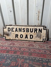 Victorian Large Cast Iron Street Sign “DEANSBURN ROAD”