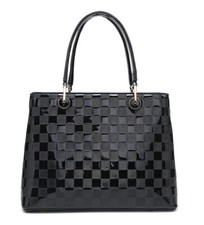Lovely Mosaic Pattern Patent Tote Shoulder Woman faux leather Medium handbag