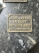 Railway Door Plate Plaque Badge Drop A Penny In The Slot Lockerbies Patent