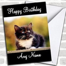 Black & White Kitten Personalised Birthday Card