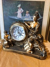 Juliana Elegant Bronze Effect Mantle Clock  'La Montre Avec Le Beau' Quartz  VGC