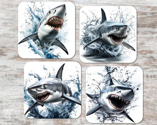 Shark coasters set 4 great - set,