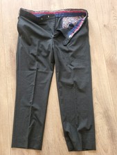 Meyer Mens Trousers W38 L32 Melbourne Stretch Comfort Formal Wool Blend Charcoal