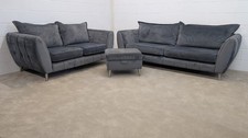 Sofology Gabrielle Grey 3 Seater, 2 Seater & Footstool Set - Delivery Available 