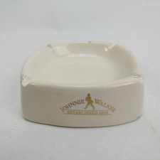 Johnnie Walker Established 1820 Scotch Whisky Ceramic Ashtray Gold Lettering VTG