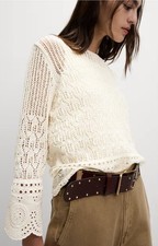 Pointelle Knit Top 10 12 Crochet Lace Sexy Boho Gypsy Wench M&S THIS SEASON