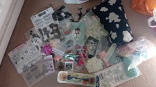 Mix bundle lot new & used Craft supplies stamps, fittings, fabric, Hama, cameo