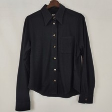 Vintage JEAN PAUL GAULTIER Black Knit Logo Embroidered Collar Women's Shirt