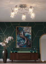 Clear Bella 5 Light Flush Fitting Ceiling Light by Next