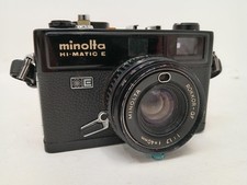 MINOLTA Hi-Matic E 35mm Film Camera With Rokkor QF 1:1.7 f=40mm Lens UNTESTED