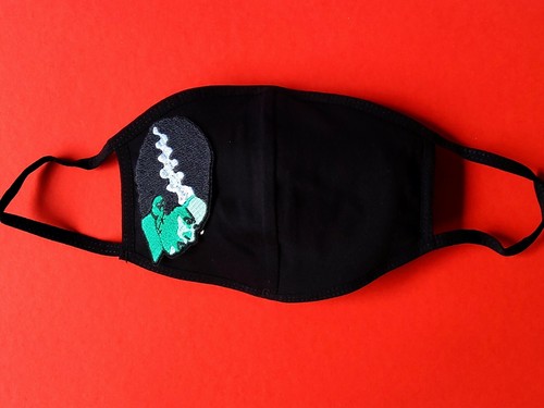 Black cotton face mask bride - face,