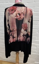 Kaliko Cardigan Wrap Top Black UK 20 Floral Chiffon Back Detail Pretty Autumnal