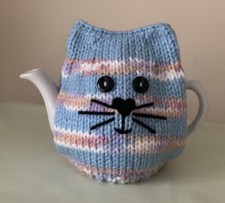 New Hand Knit Blue/White/Lilac