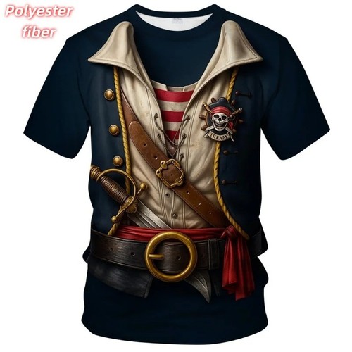 Men pirate print t shirt - print,