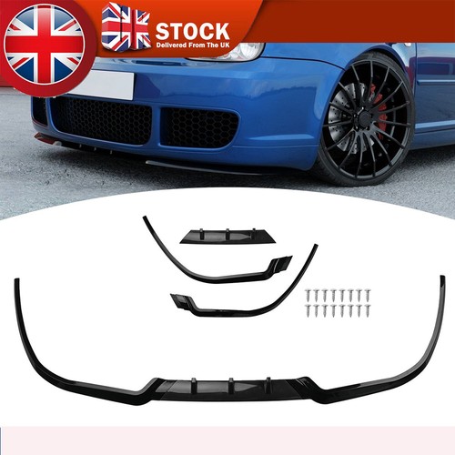 Glossy black front bumper lip - black,
