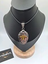 Queen Bee Hammered Pendant Charm Necklace Beautiful Honey Bee 18" Cord Gift Uk