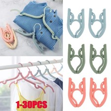 30Pcs Travel Portable Foldable Clothes Coat Hangers W/ Folding Slotted Plastic