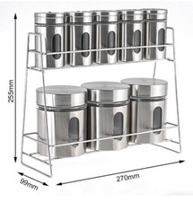 Canister Storage Jar 9Pcs Set S/Steel Tea Sugar Coffee Red Cannister On Stand