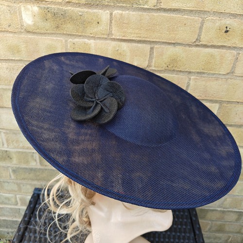 Navy blue black flower wide - blue,