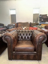 Chesterfield Brown Real Leather Club Chair