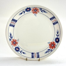 STAFFORDSHIRE TABLEWARE ENGLAND RED BLUE FLORAL SALAD PLATE VINTAGE 9"
