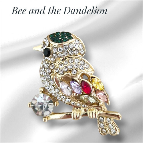 Small rhinestone bird brooch - rhinestone,
