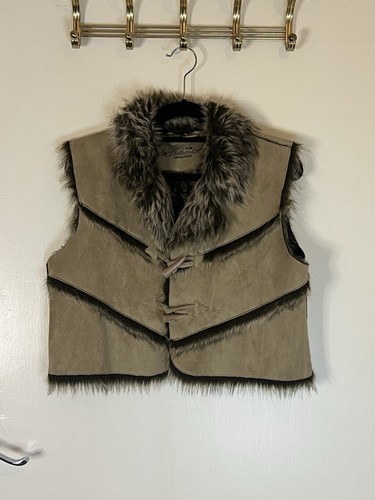 Faux fur brown button - fur, gilet