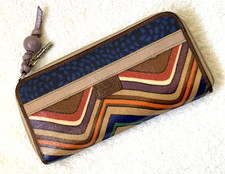FOSSIL - WALLET / PURSE - ZIP-AROUND - Key-Per  Style - MULTI-COLOR - FREE POST