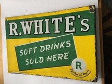 ORIGINAL ENAMEL SIGN DOUBLE SIDED R WHITES