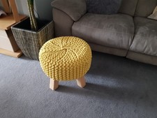 MUSTARD YELLOW KNITTED ROPE FOOTSTOOL