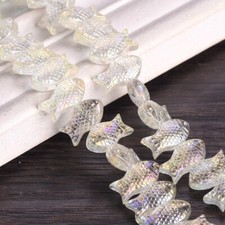 10pcs 15x8mm Glossy Fish Shape Crystal Glass Loose Beads For Jewelry Making DIY