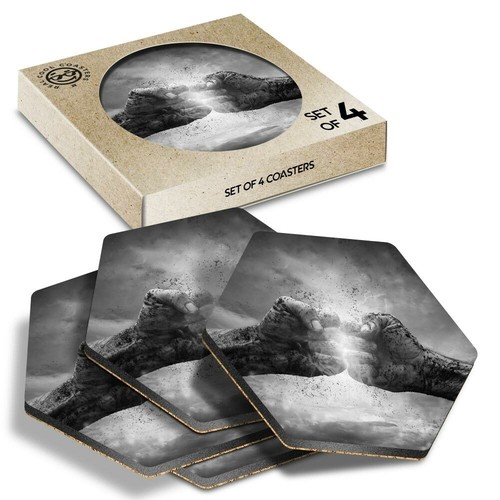 Hexagon coasters bw - x,